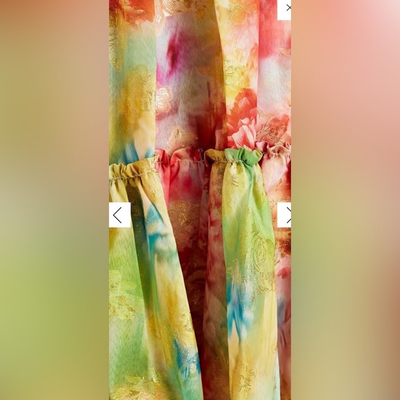 MARCHESA NOTTE Tiered metallic fil coupé floral-print woven maxi dress Large - Picture 5 of 11